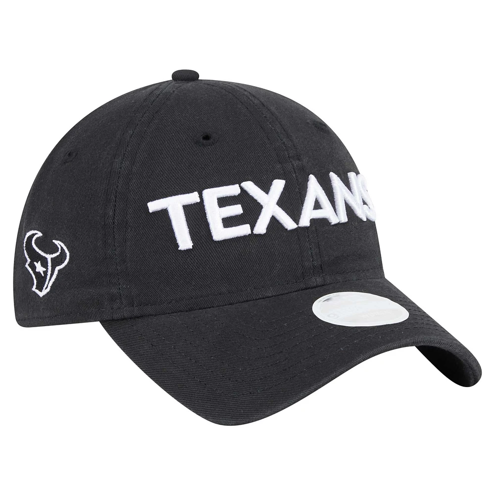 Casquette ajustable Cece 9TWENTY noire des Houston Texans de New Era pour femme