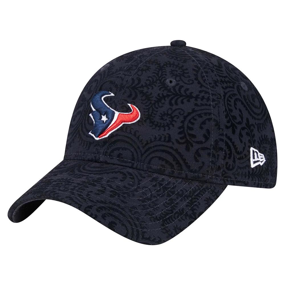 Casquette ajustable 9TWENTY Flair bleu marine pour femme New Era des Houston Texans