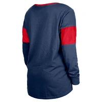 T-shirt à manches longues et col cranté lacets pour femme New Era bleu marine Houston Texans