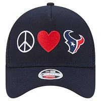 Casquette ajustable Peace & Love Trucker 9FORTY bleu marine pour femme des Houston Texans de New Era