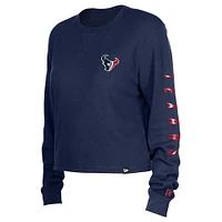 Women's New Era  Navy Houston Texans Thermal Crop Long Sleeve T-Shirt