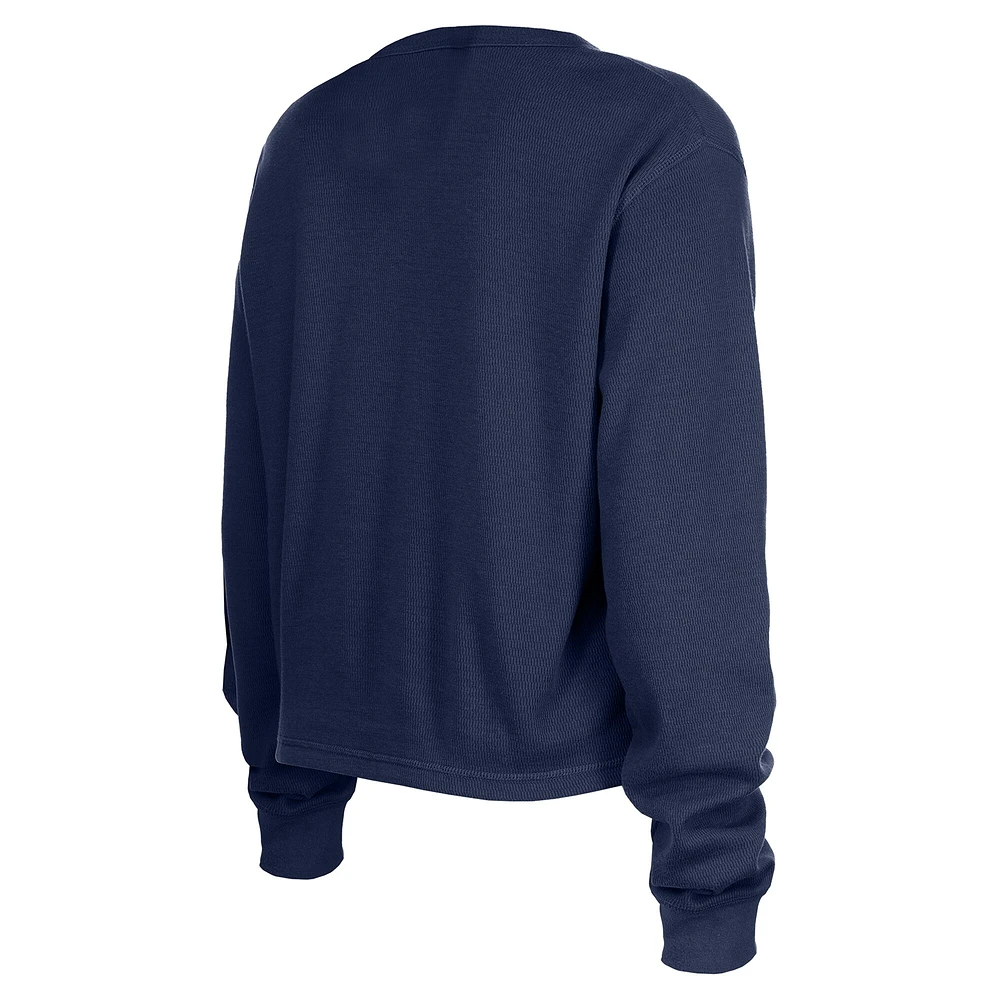 Women's New Era  Navy Houston Texans Thermal Crop Long Sleeve T-Shirt