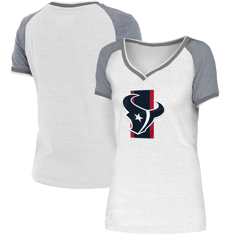 New Era Women's New Era White/Gray Houston Texans Training Camp Raglan  V-Neck T-Shirt