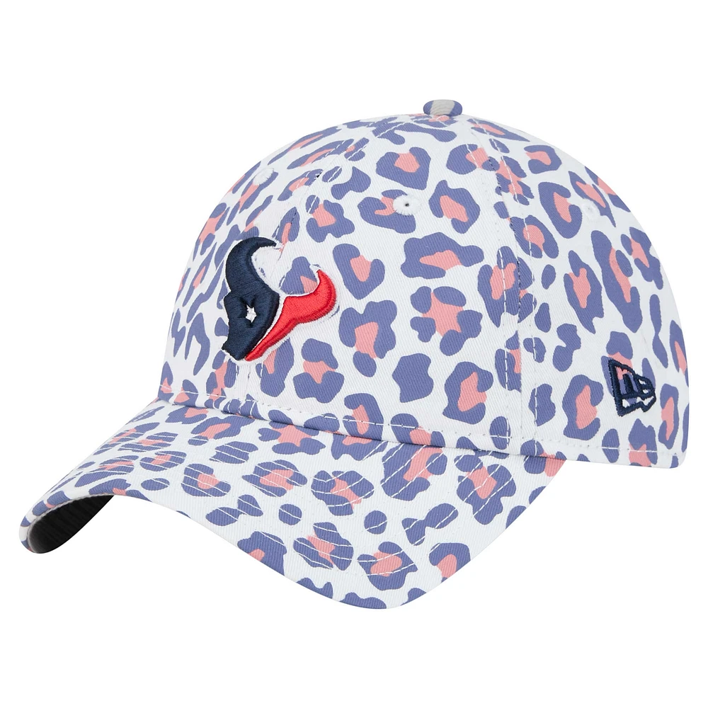 Casquette ajustable 9TWENTY blanche Houston Texans Active Leopard de New Era pour femme