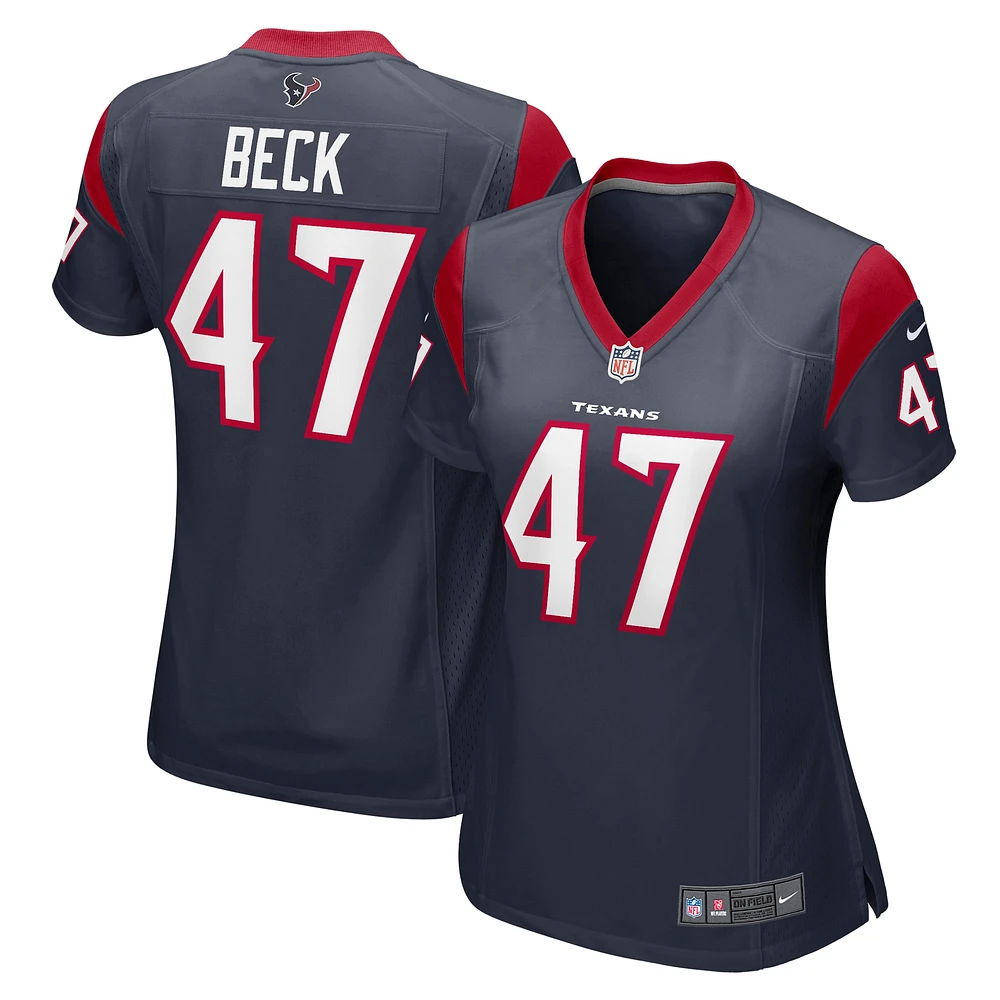 Maillot de match l'équipe des Houston Texans Nike Andrew Beck pour femme, bleu marine