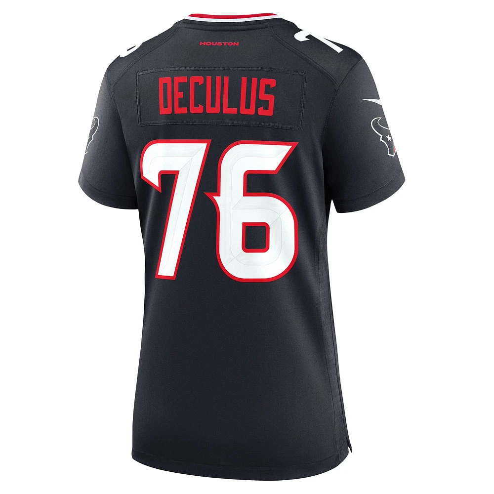 Women's Nike Austin Deculus  Navy Houston Texans Team Game Jersey