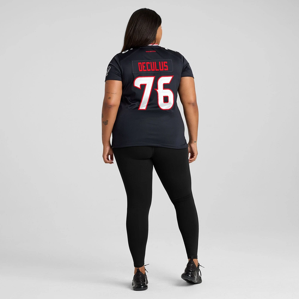 Women's Nike Austin Deculus  Navy Houston Texans Team Game Jersey