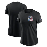 T-shirt Nike noir Houston Texans Crucial Catch Sideline Tri-Blend pour femme