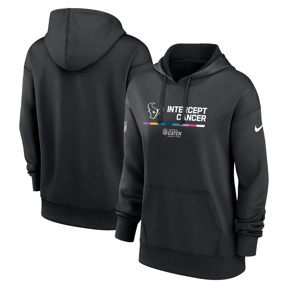 Women's Nike Black Houston Texans NFL Crucial Catch Therma Performance Pullover Hoodie