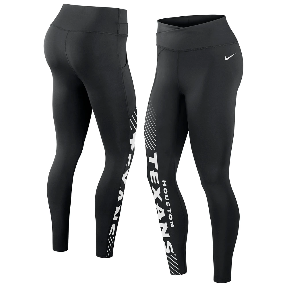 Legging croisé Nike Houston Texans Yard Line pour femme, noir