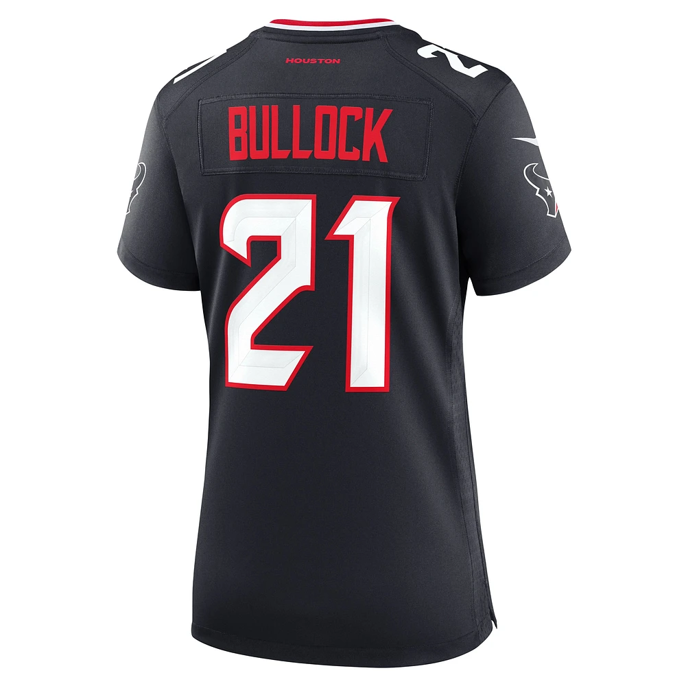 Maillot de match Nike Calen Bullock bleu marine pour femme des Houston Texans