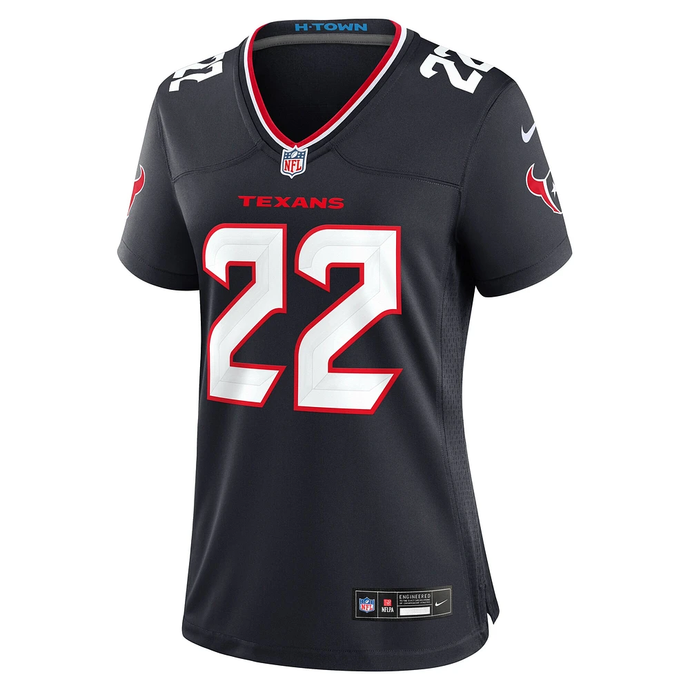 Maillot de match Nike Cam Akers bleu marine pour femme des Houston Texans