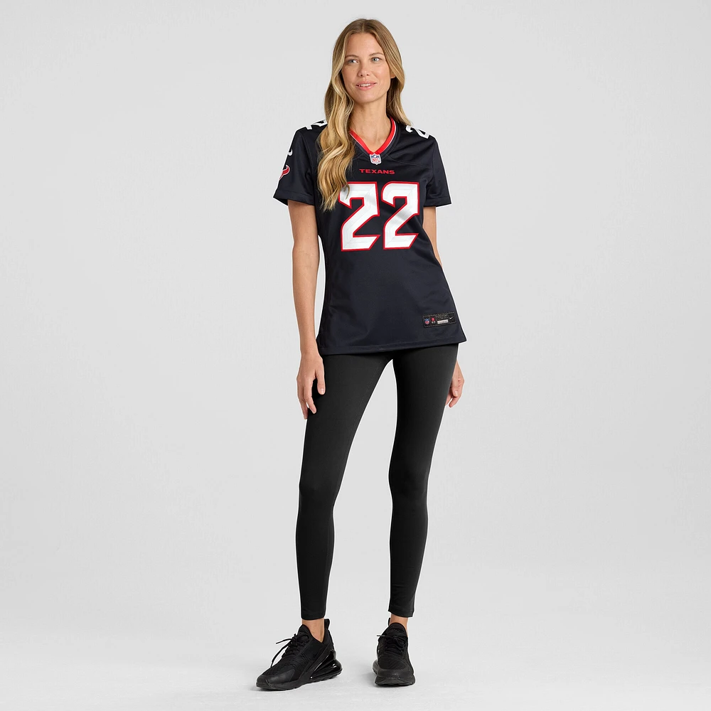 Maillot de match Nike Cam Akers bleu marine pour femme des Houston Texans