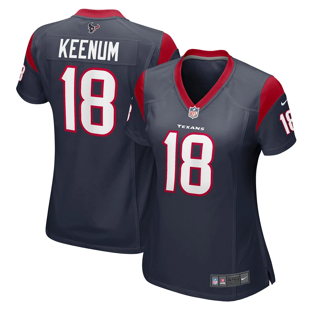 Maillot de match l'équipe des Houston Texans Nike Case Keenum pour femme, bleu marine