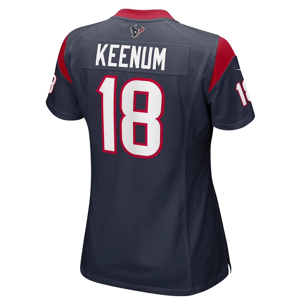 Maillot de match l'équipe des Houston Texans Nike Case Keenum pour femme, bleu marine