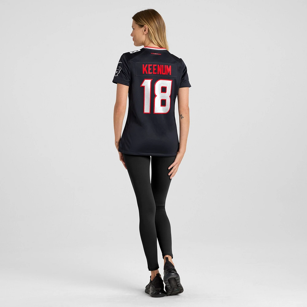 Maillot de match Nike Case Keenum bleu marine pour femme des Houston Texans