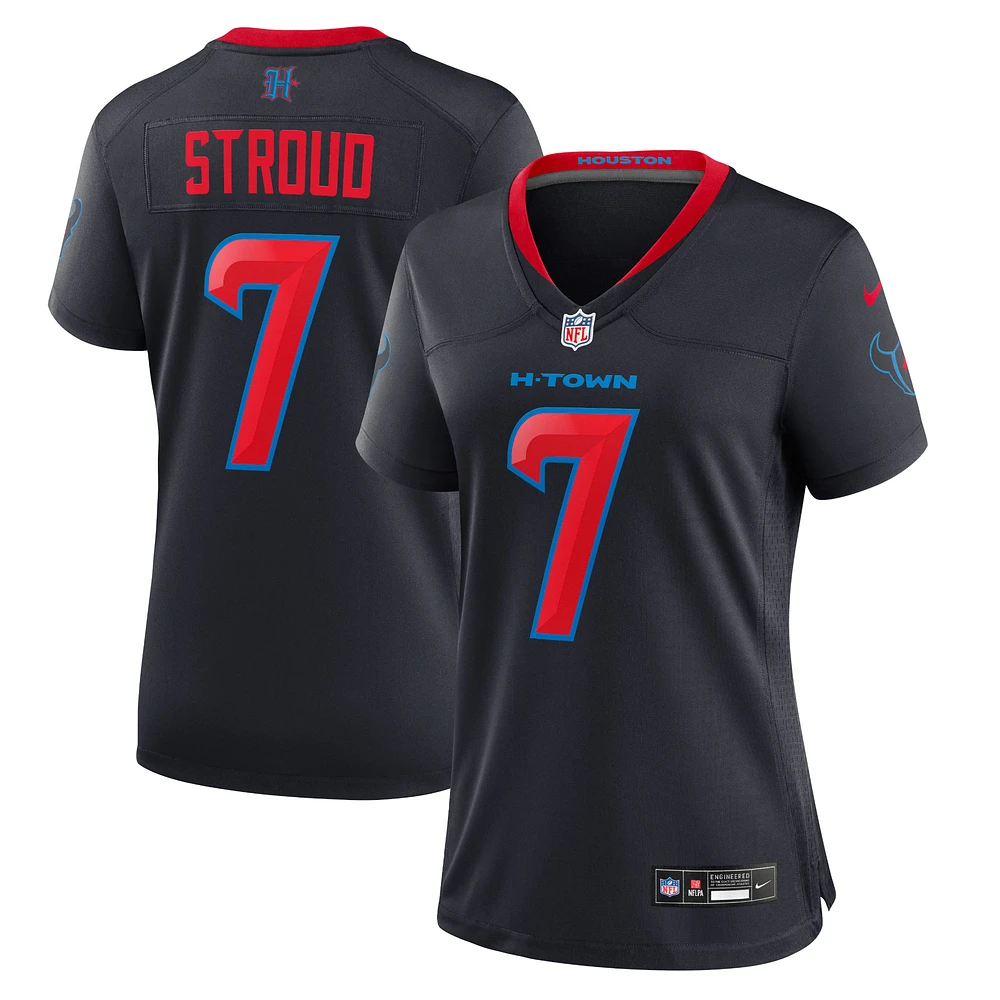 Maillot de match alternatif Nike C.J. Stroud bleu marine des Houston Texans pour femme