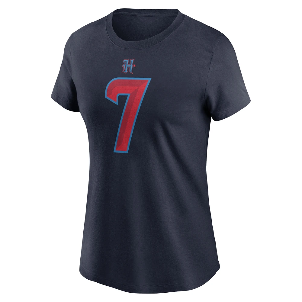 Women's Nike C.J. Stroud Navy Houston Texans Player Name & Number T-Shirt