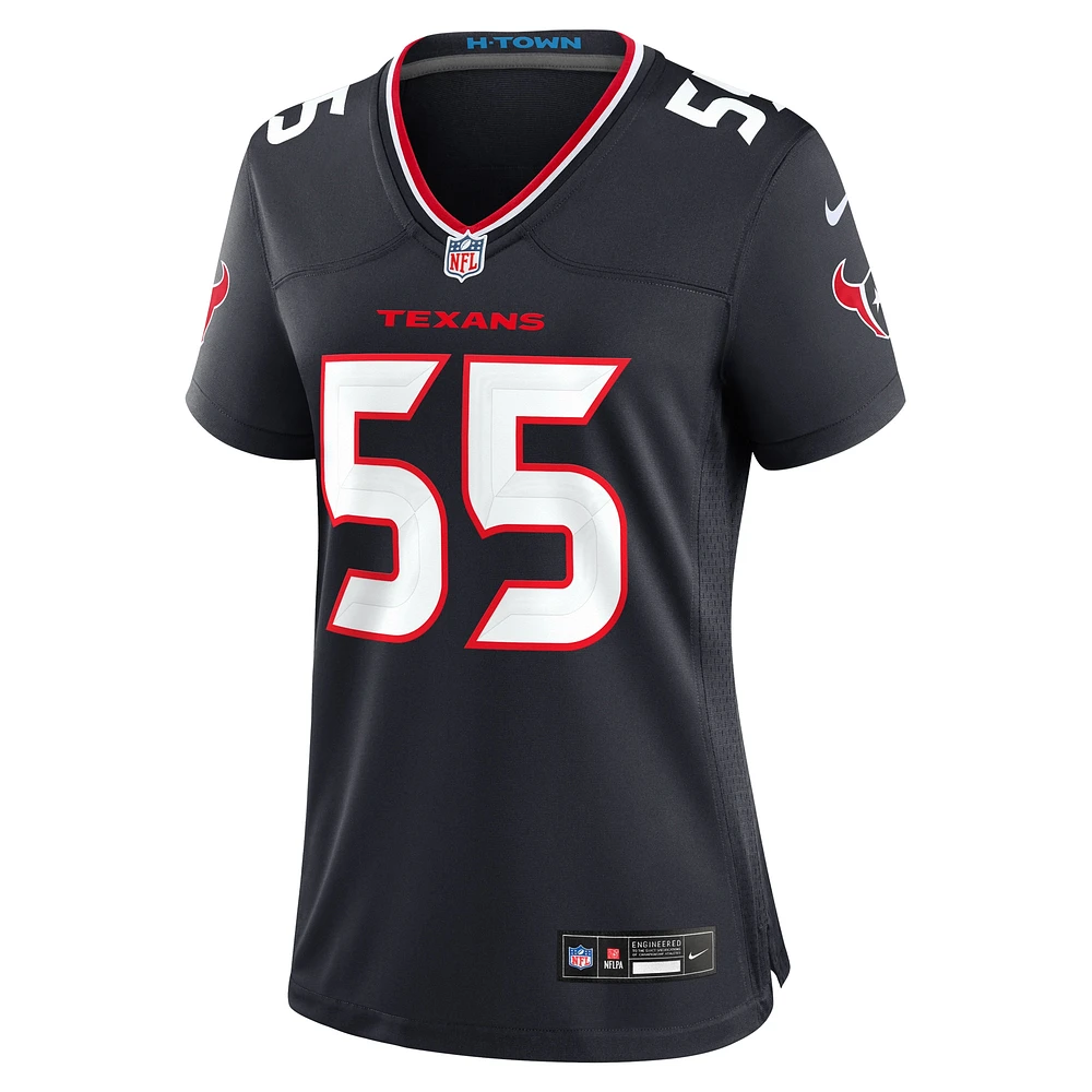 Maillot de match l'équipe Nike des Houston Texans Danielle Hunter pour femme, bleu marine