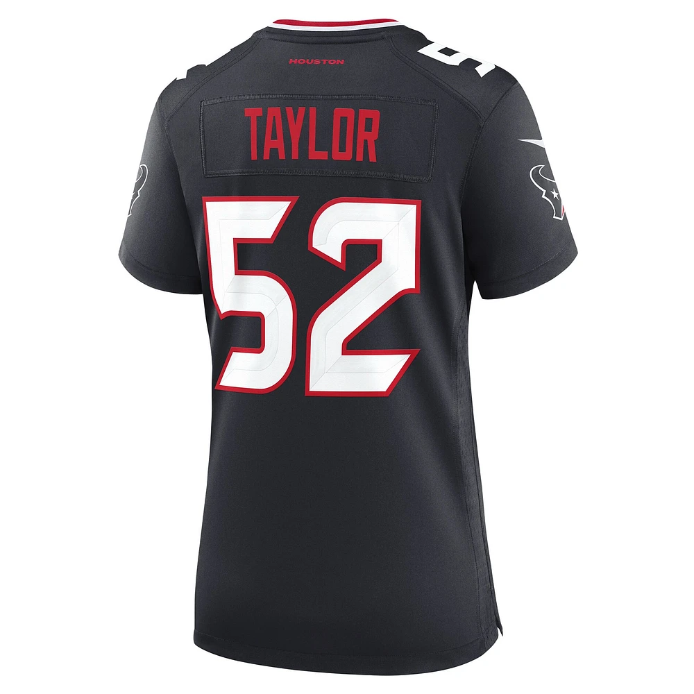 Maillot Nike Darrell Taylor bleu marine pour femme des Houston Texans