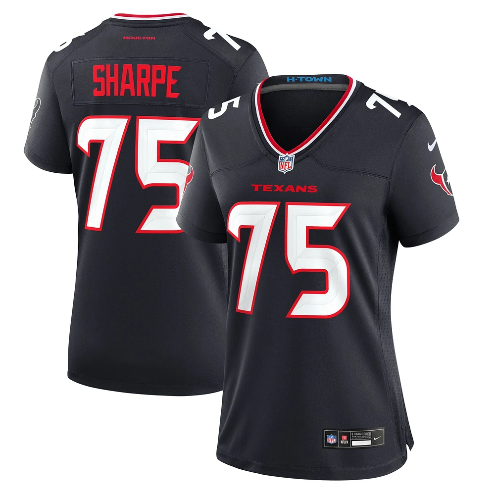 Maillot de match l'équipe Nike des Houston Texans David Sharpe pour femme, bleu marine