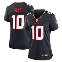 Maillot de match Nike Davis Mills bleu marine pour femme des Houston Texans