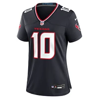 Maillot de match Nike Davis Mills bleu marine pour femme des Houston Texans