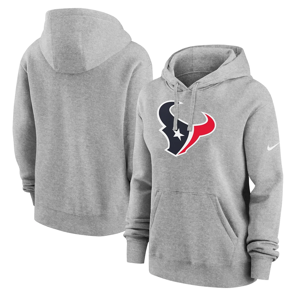 Sweat à capuche en polaire Nike Heather Charcoal Houston Texans Club pour femme