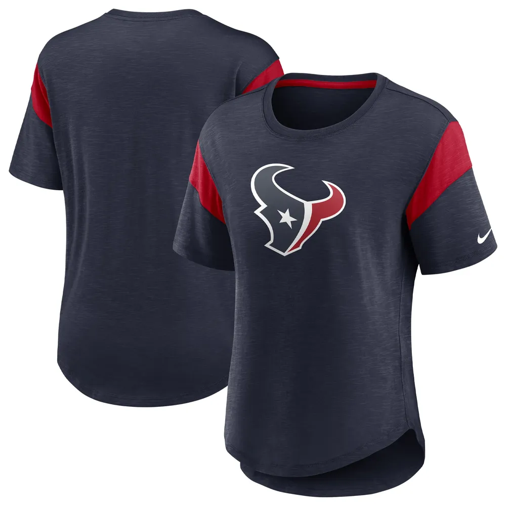 Haut tendance à logo principal Houston Texans Nike pour femme, bleu marine chiné