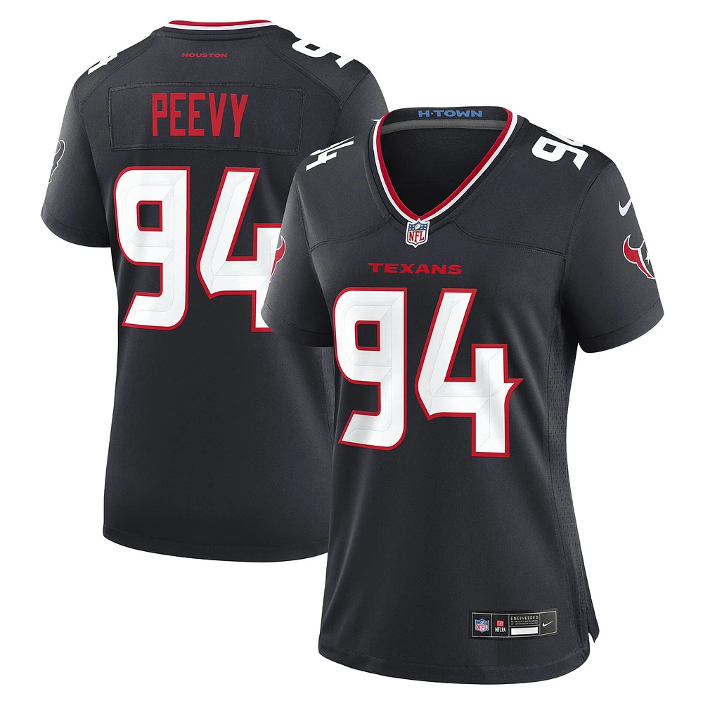 Maillot Nike Jayden Peevy bleu marine pour femme des Houston Texans