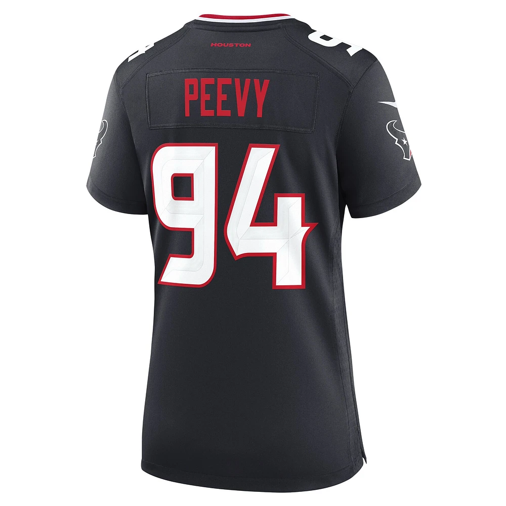 Maillot Nike Jayden Peevy bleu marine pour femme des Houston Texans