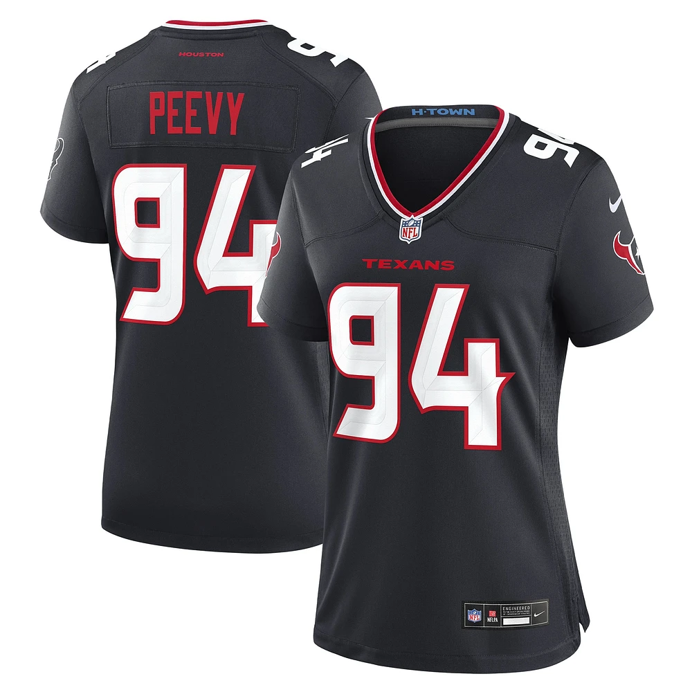 Maillot Nike Jayden Peevy bleu marine pour femme des Houston Texans