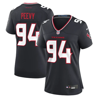 Maillot Nike Jayden Peevy bleu marine pour femme des Houston Texans