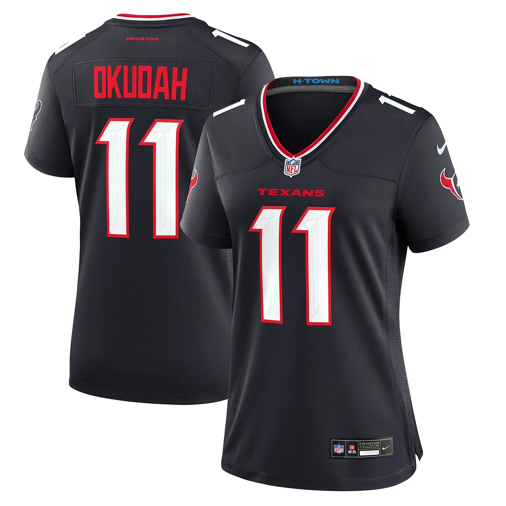 Maillot Nike Jeff Okudah pour femme, bleu marine, Houston Texans Team Game