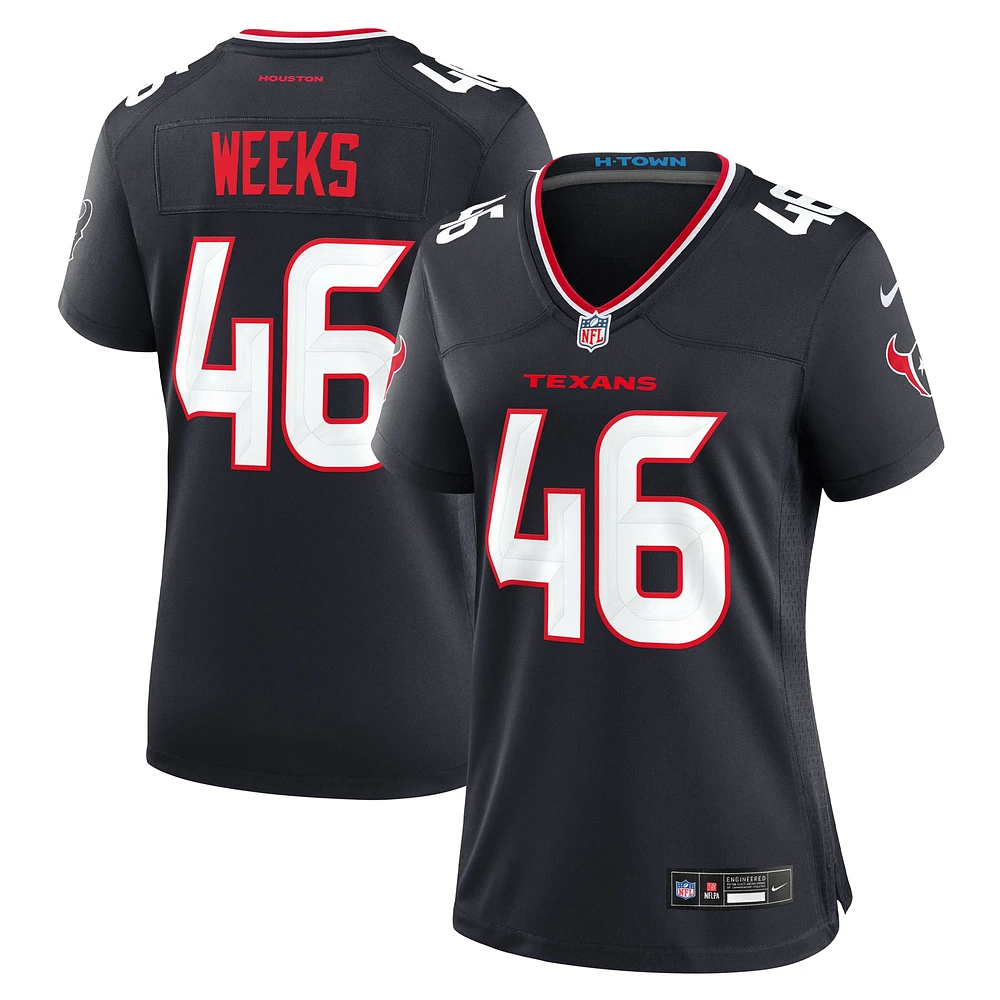Women's Nike Jon Weeks Navy Houston Texans Team Game Jersey