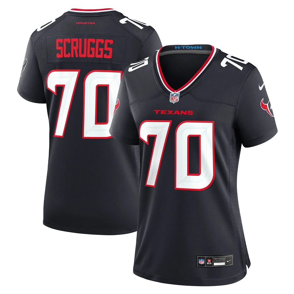 Maillot de match Nike Juice Scruggs bleu marine pour femme des Houston Texans