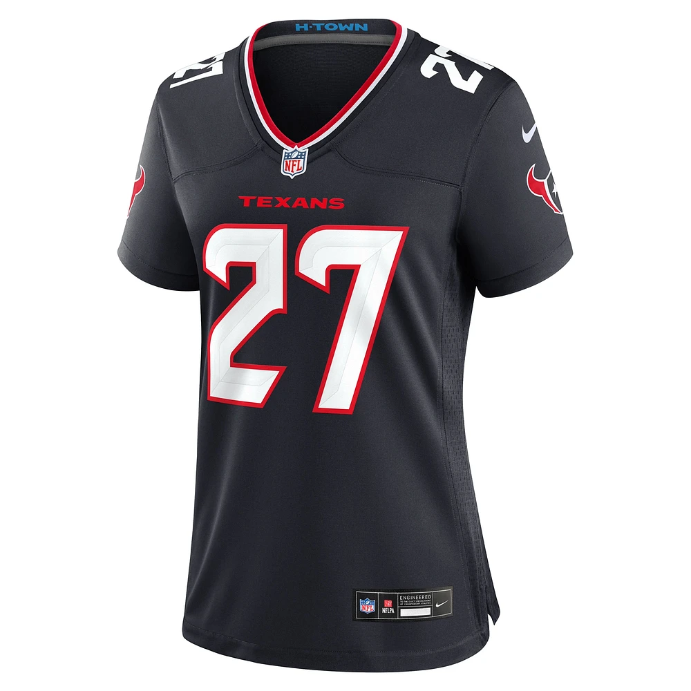 Maillot de match Nike Myles Bryant bleu marine pour femme des Houston Texans