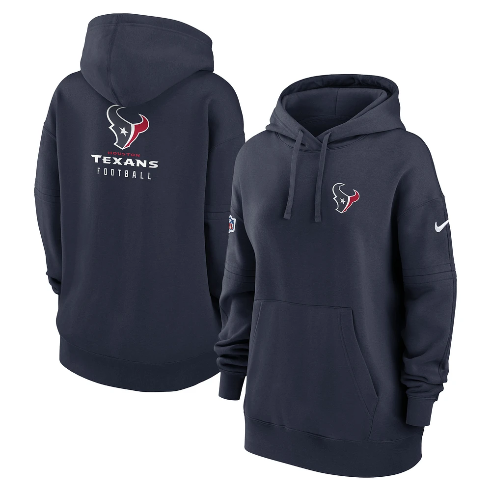 Women's Nike Navy Houston Texans 2023 Sideline Club Fleece Pullover Hoodie