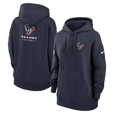 Women's Nike Navy Houston Texans 2023 Sideline Club Fleece Pullover Hoodie