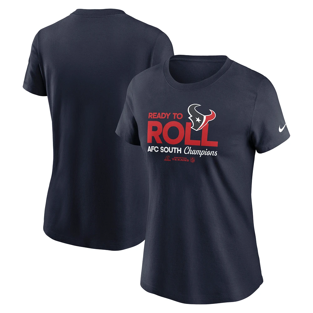 T-shirt Nike bleu marine Houston Texans 2024 AFC South Division Champions Locker Room Trophy Collection pour femme