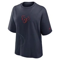 T-shirt Nike Houston Texans Boxy pour femmes, bleu marine