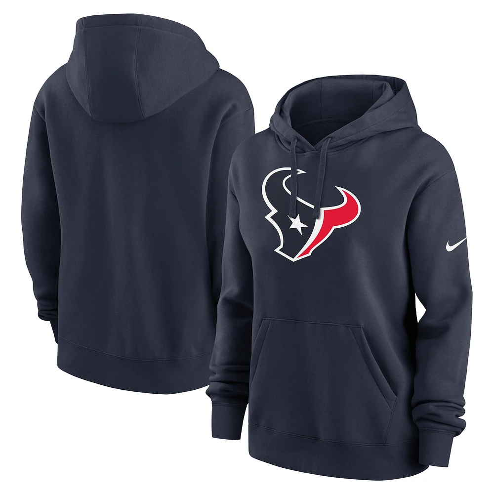 Sweat à capuche en polaire Nike Houston Texans Club pour femme, bleu marine