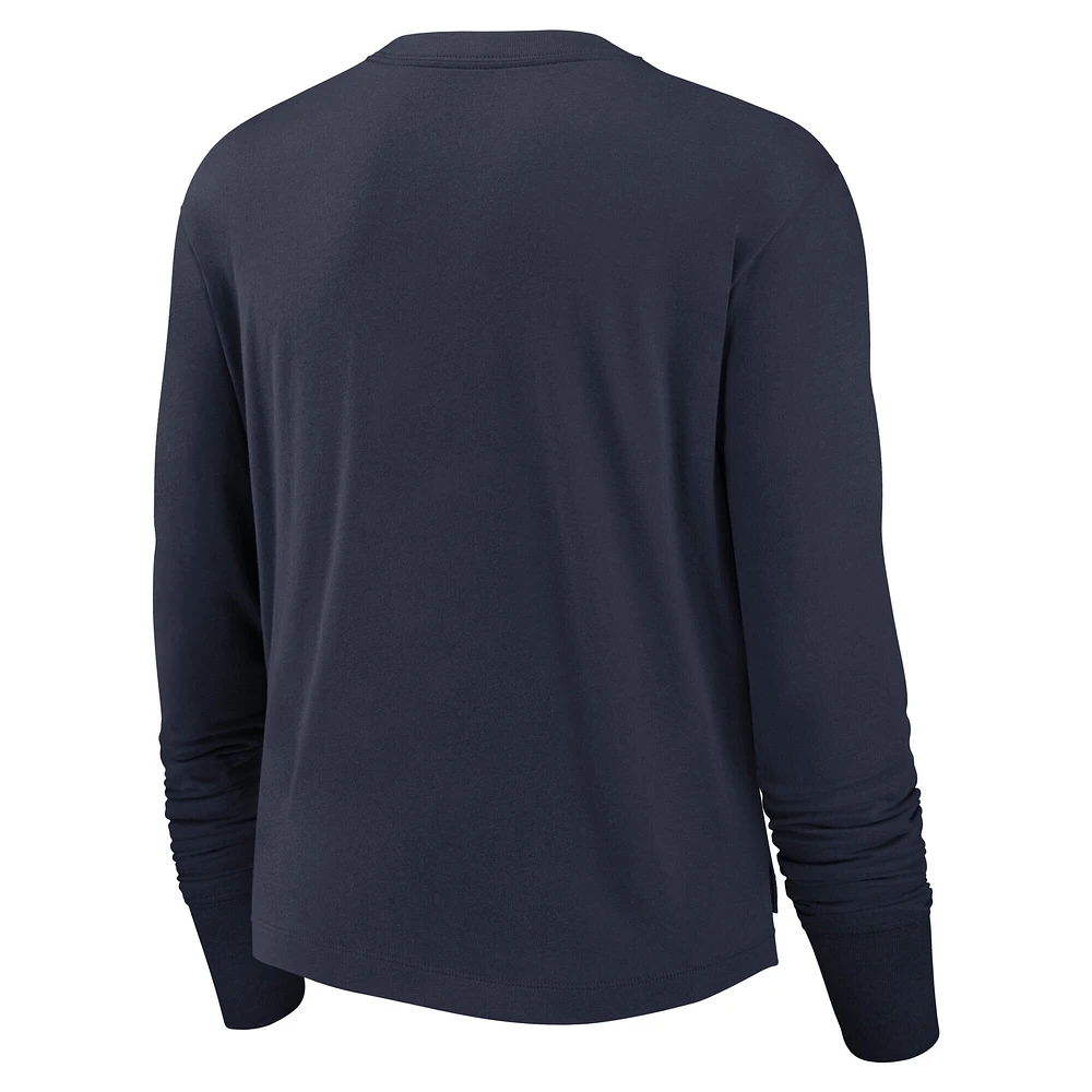 T-shirt à manches longues court et tendance avec logo superposé des Houston Texans de Nike pour femme