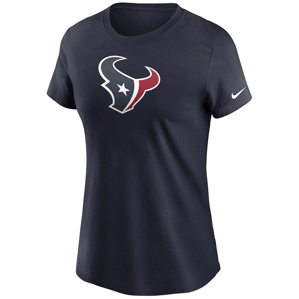 T-shirt Nike bleu marine avec logo Houston Texans Essential pour femme