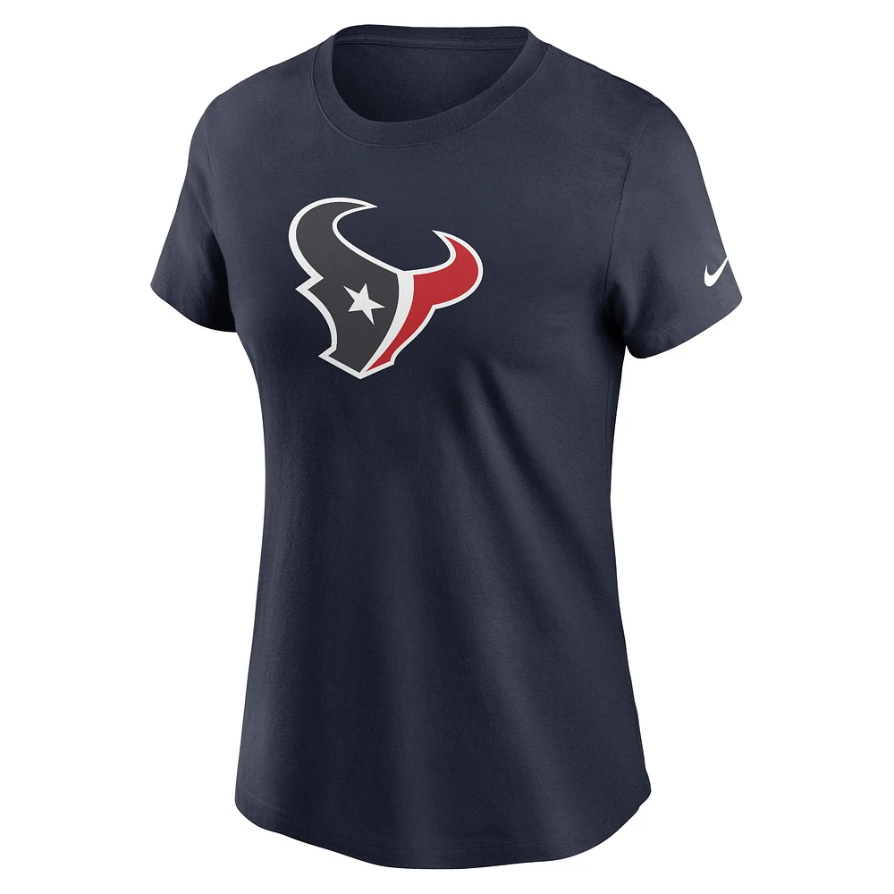 T-shirt avec logo principal Nike des Houston Texans pour femme, bleu marine