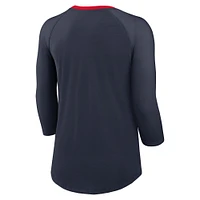 Women's Nike Navy Houston Texans Raglan 3/4 Sleeve T-Shirt