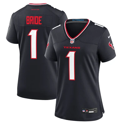 Maillot de match des Houston Texans Nike numéro 1 Bride pour femme, bleu marine