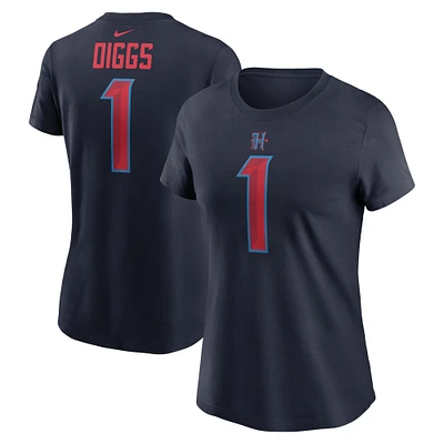 T-shirt Nike Stefon Diggs pour femmes, bleu marine, nom et numéro du joueur des Houston Texans