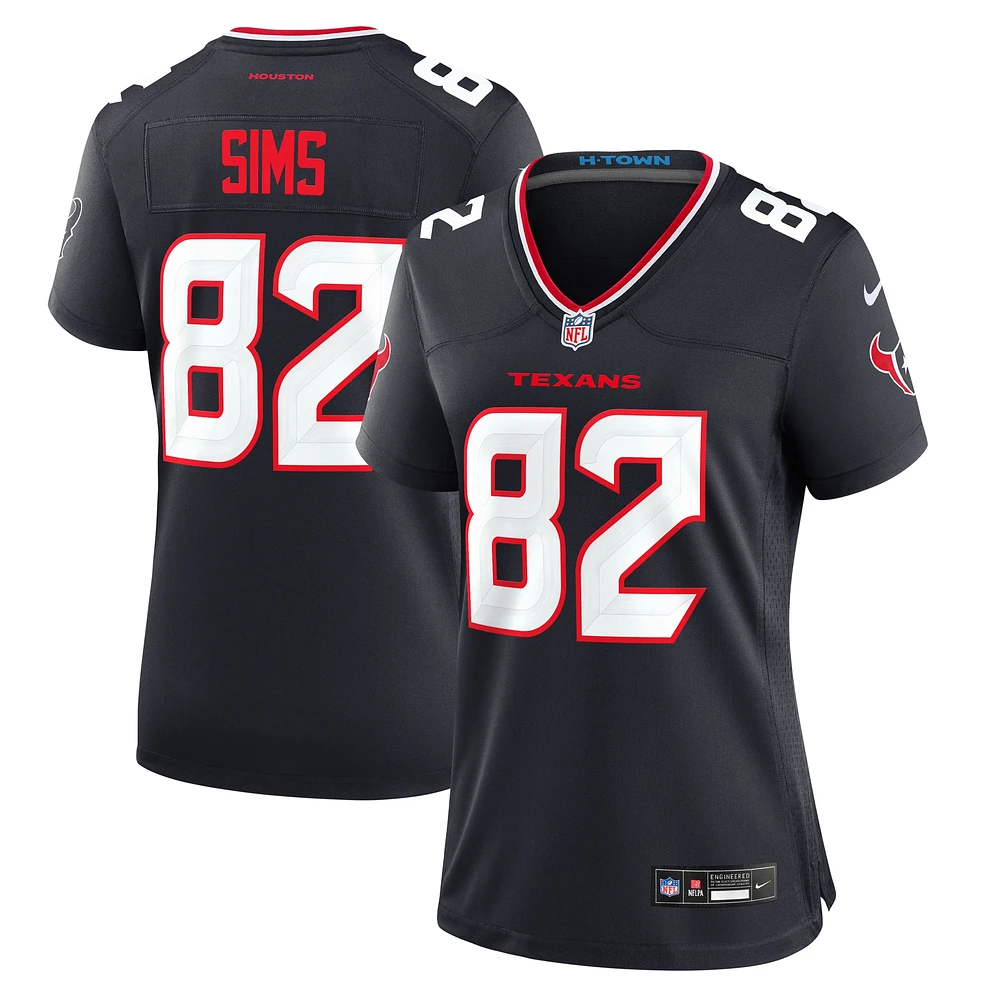 Maillot de match l'équipe Nike des Houston Texans Steven Sims pour femme, bleu marine