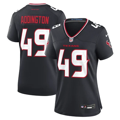Maillot Nike Tucker Addington bleu marine pour femme des Houston Texans